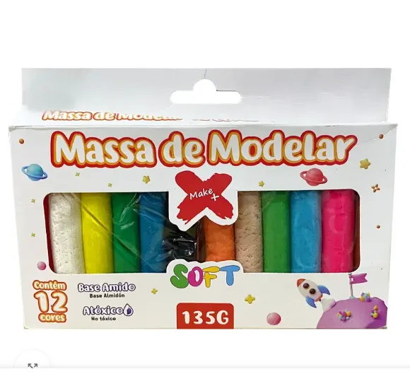 MASSA DE MODELAR SOFT 12 CORES 135G REF. 13277 MAKE+