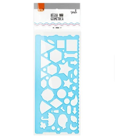 REGUA 20CM GEOMETRICA CORES SORTIDAS - BRW
